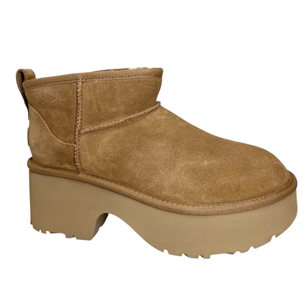 UGG Tan Suede Platform Ankle Booties